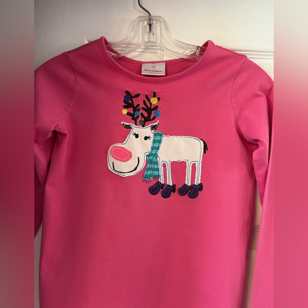 Hanna Andersson Pink Long Sleeve Tee with Cartoon Animal Design